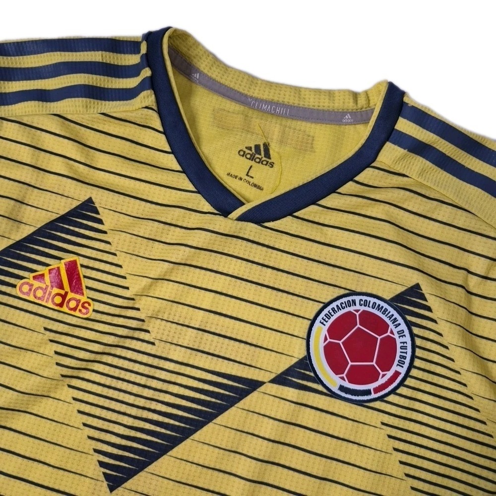 Adidas Soccer Jersey Federacion Colombiana De Futbol Men Large Yellow Climachill